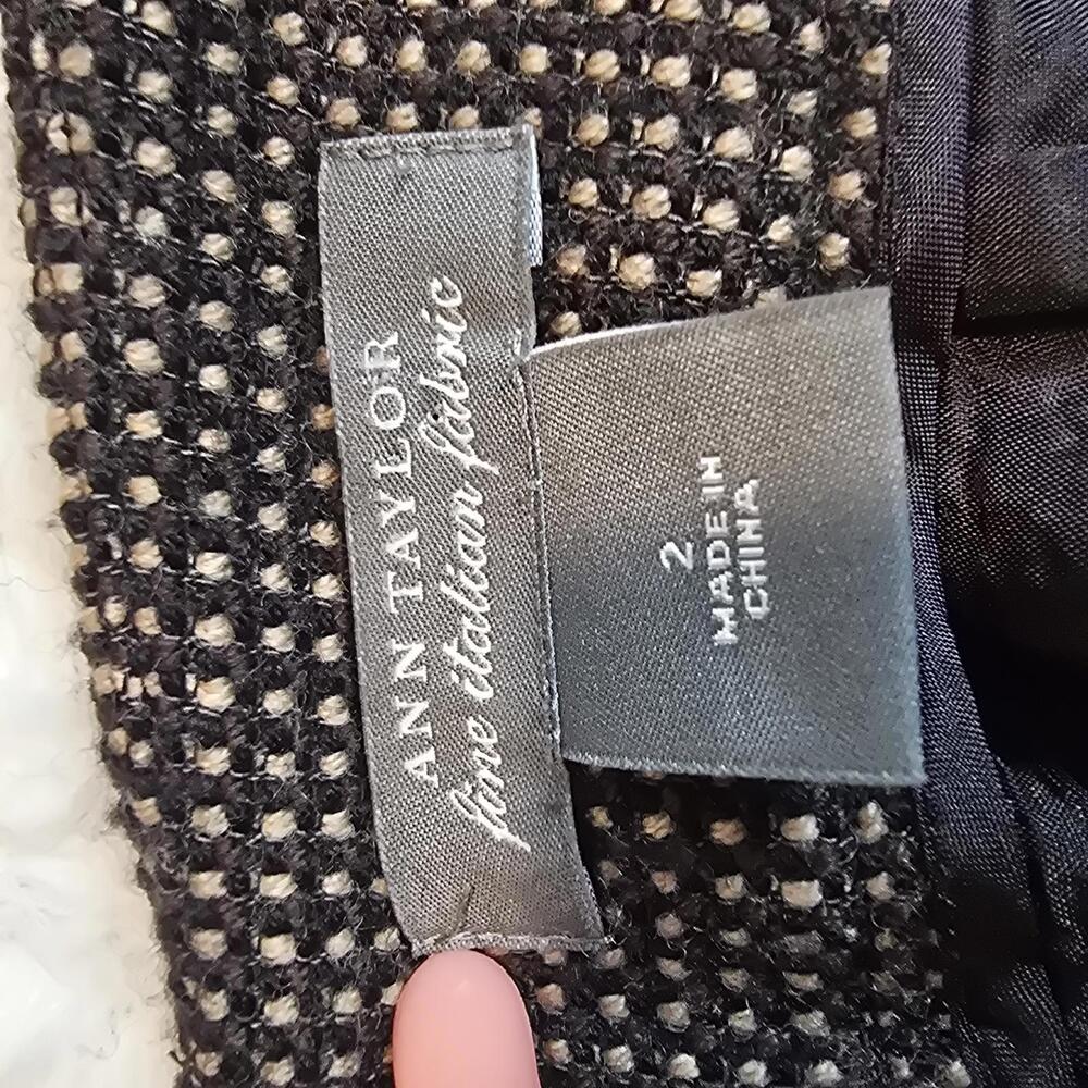 Ann Taylor 100% Virgin Wool Women's Brown&Tan Houndstooth Patterned Skirt Size 2 - Picture 7 of 9